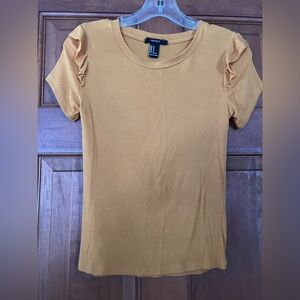 Forever 21 Yellow Ruffle Sleeve Tee